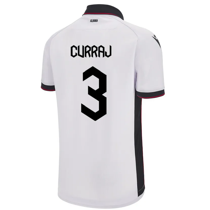Danxen Hombre Camiseta Albania Arbenita Curraj #3 Blanco 2ª Equipación 24-26 La Camisa México
