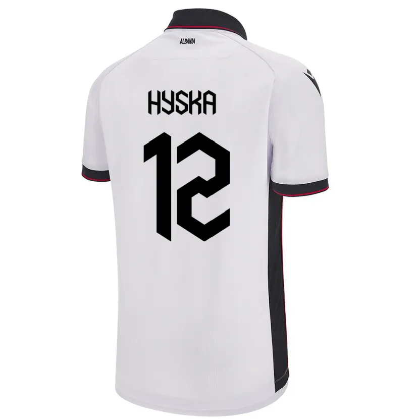 Danxen Hombre Camiseta Albania Antigona Hyska #12 Blanco 2ª Equipación 24-26 La Camisa México