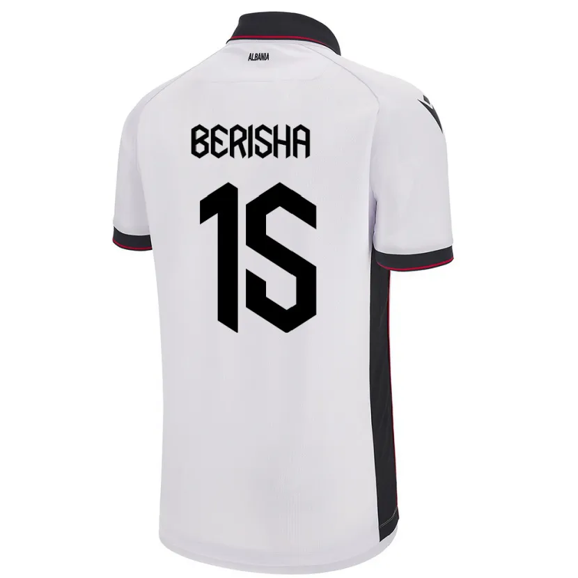 Danxen Hombre Camiseta Albania Gresa Berisha #15 Blanco 2ª Equipación 24-26 La Camisa México