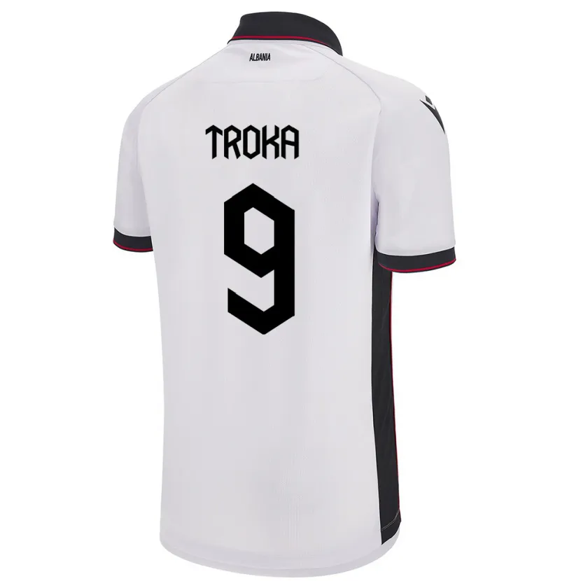 Danxen Hombre Camiseta Albania Valentina Troka #9 Blanco 2ª Equipación 24-26 La Camisa México