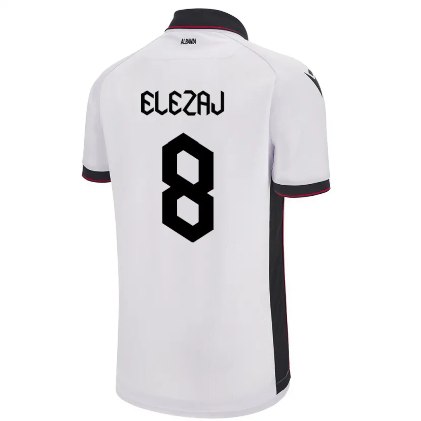 Danxen Hombre Camiseta Albania Endrina Elezaj #8 Blanco 2ª Equipación 24-26 La Camisa México