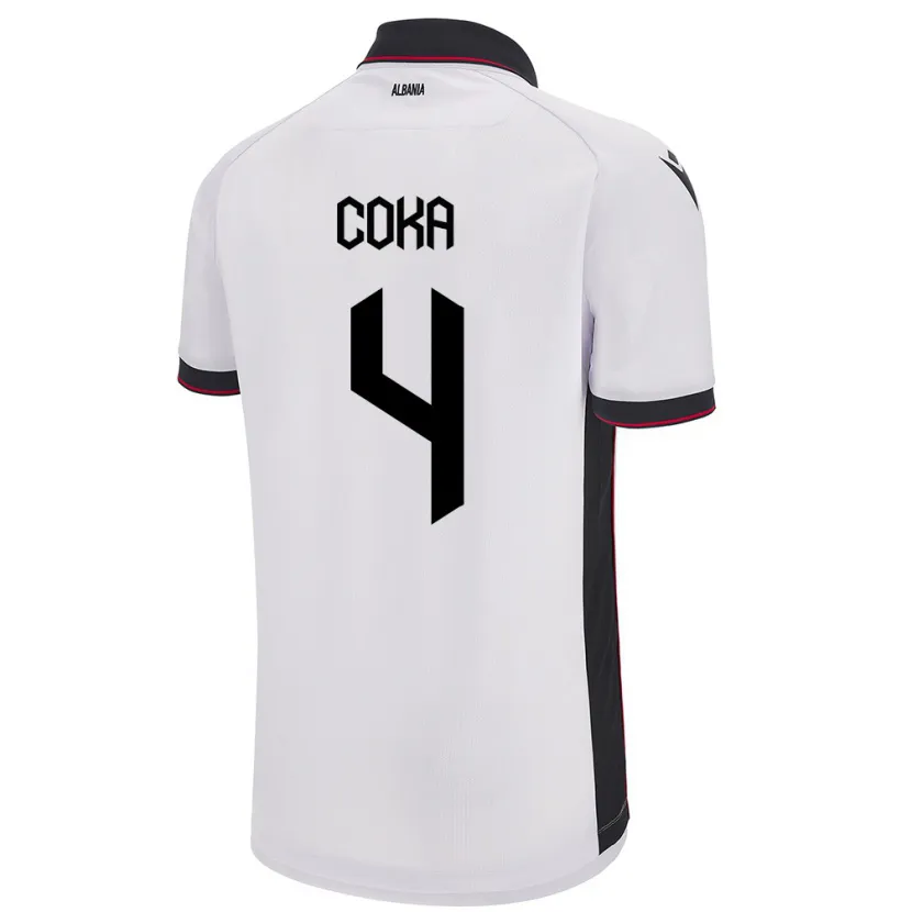 Danxen Hombre Camiseta Albania Jehona Coka #4 Blanco 2ª Equipación 24-26 La Camisa México