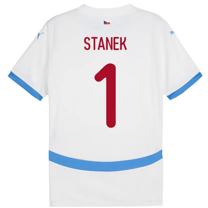 Danxen Hombre Camiseta Chequia Jindrich Stanek #1 Blanco 2ª Equipación 24-26 La Camisa México