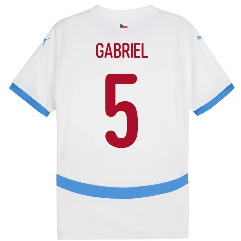 Danxen Hombre Camiseta Chequia Adam Gabriel #5 Blanco 2ª Equipación 24-26 La Camisa México