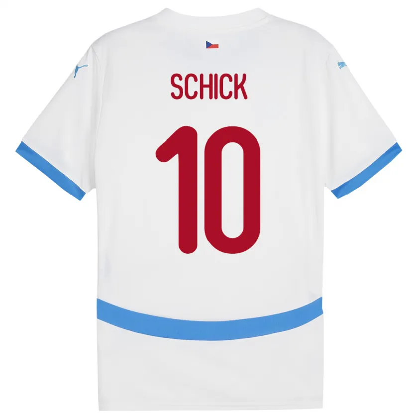 Danxen Hombre Camiseta Chequia Patrik Schick #10 Blanco 2ª Equipación 24-26 La Camisa México