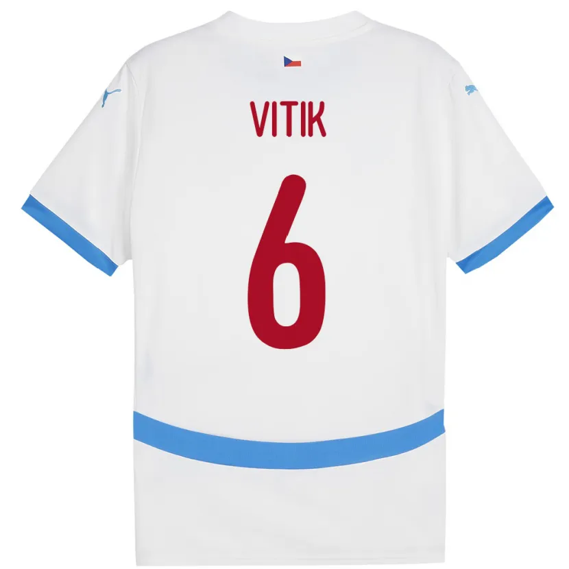 Danxen Hombre Camiseta Chequia Martin Vitík #6 Blanco 2ª Equipación 24-26 La Camisa México