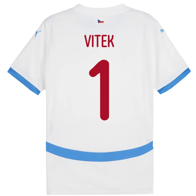 Danxen Hombre Camiseta Chequia Radek Vitek #1 Blanco 2ª Equipación 24-26 La Camisa México