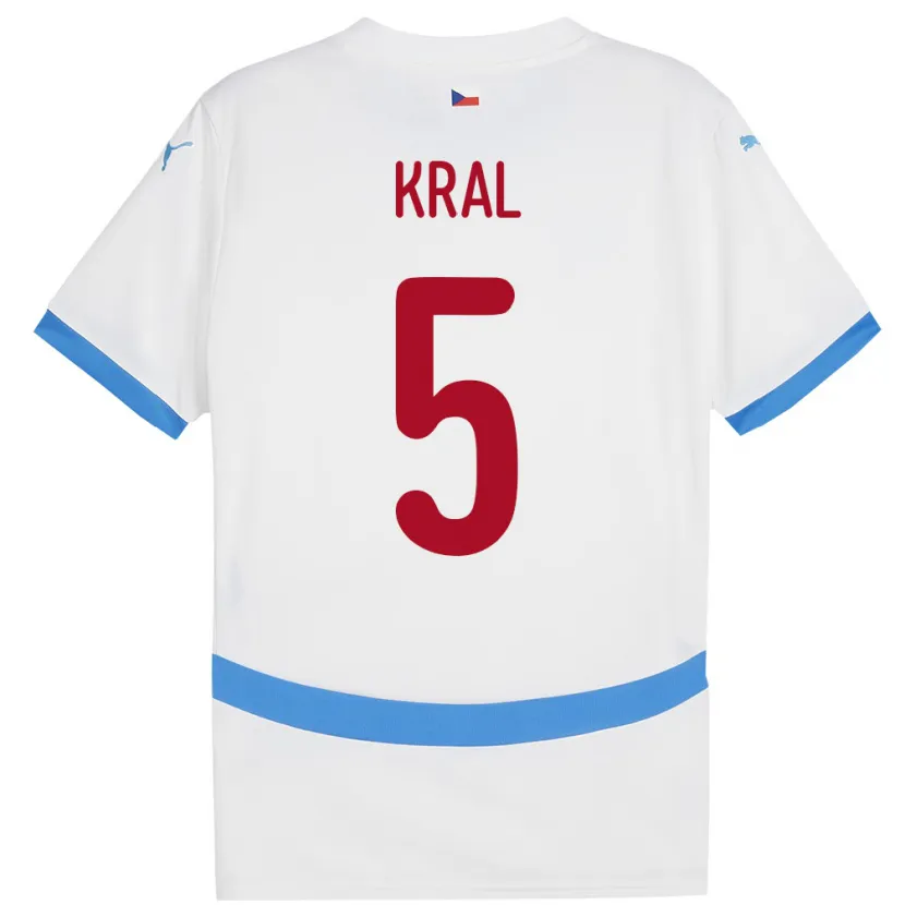 Danxen Hombre Camiseta Chequia Tomas Kral #5 Blanco 2ª Equipación 24-26 La Camisa México