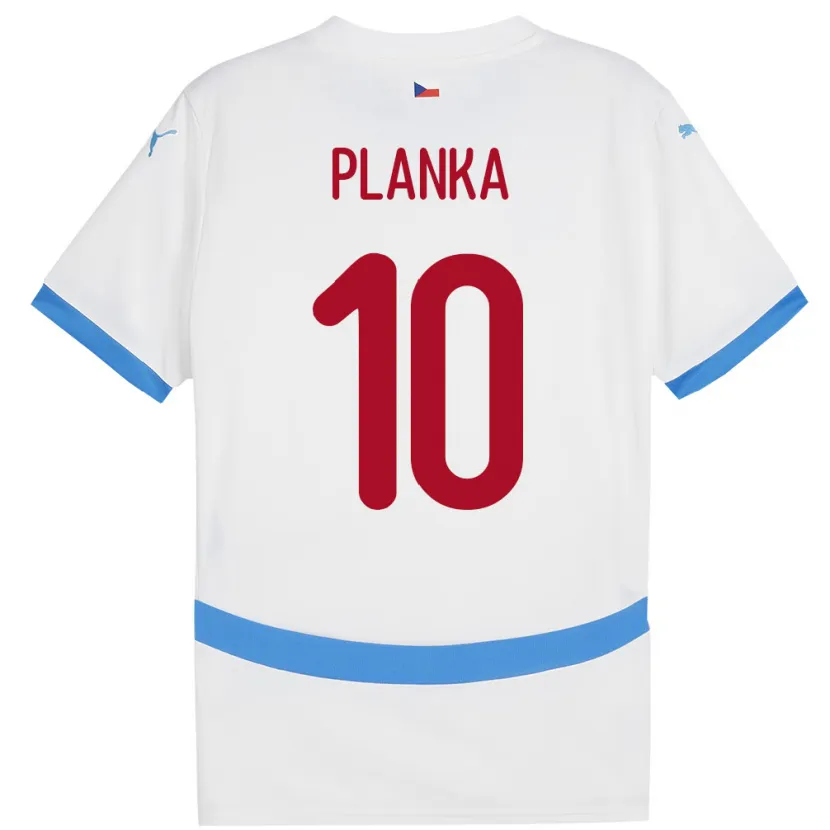 Danxen Hombre Camiseta Chequia David Planka #10 Blanco 2ª Equipación 24-26 La Camisa México