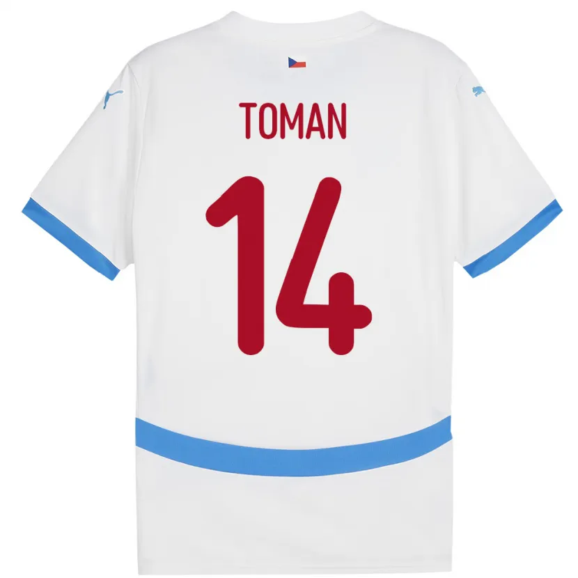 Danxen Hombre Camiseta Chequia Zdenek Toman #14 Blanco 2ª Equipación 24-26 La Camisa México