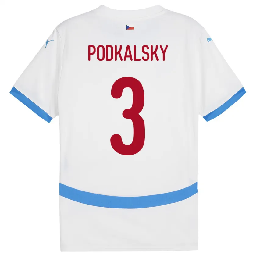 Danxen Hombre Camiseta Chequia Jakub Podkalsky #3 Blanco 2ª Equipación 24-26 La Camisa México