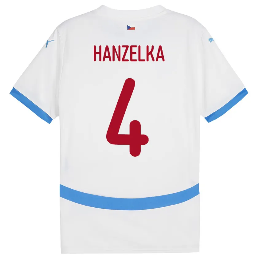 Danxen Hombre Camiseta Chequia Denis Hanzelka #4 Blanco 2ª Equipación 24-26 La Camisa México