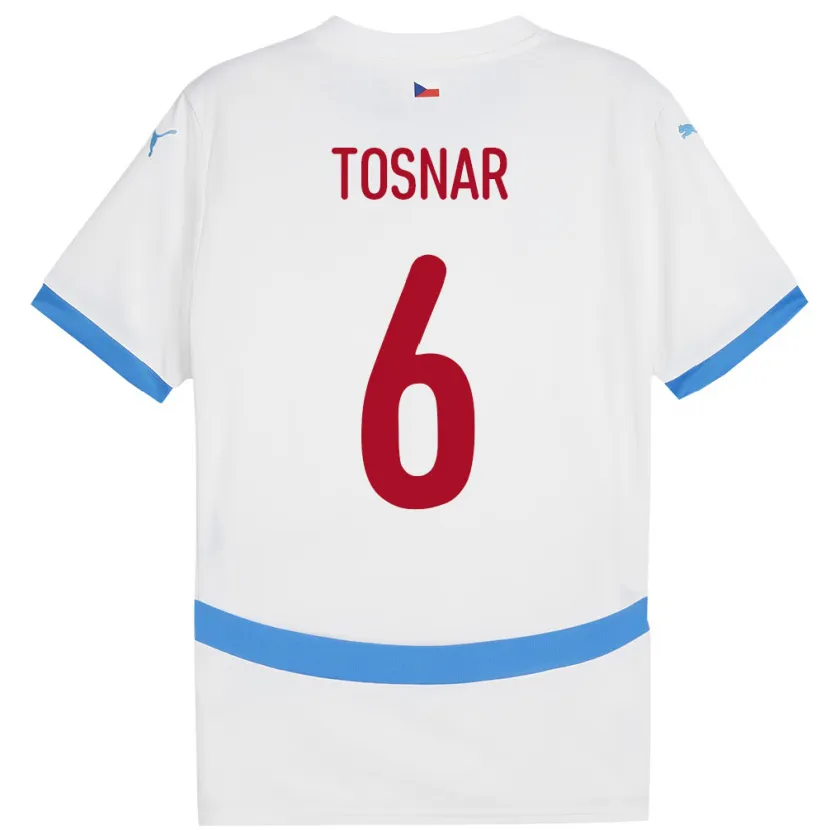 Danxen Hombre Camiseta Chequia Jakub Tosnar #6 Blanco 2ª Equipación 24-26 La Camisa México