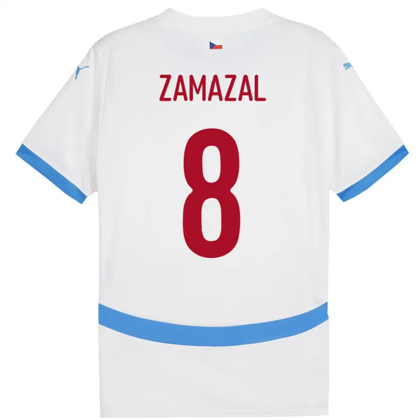 Danxen Hombre Camiseta Chequia Denis Zamazal #8 Blanco 2ª Equipación 24-26 La Camisa México