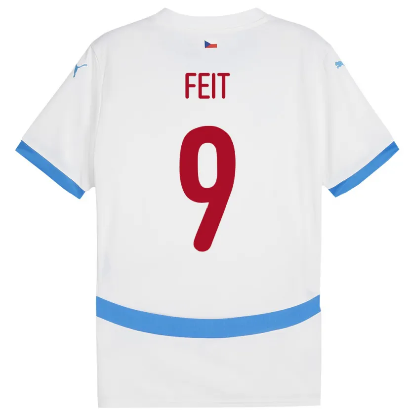 Danxen Hombre Camiseta Chequia Jan Feit #9 Blanco 2ª Equipación 24-26 La Camisa México