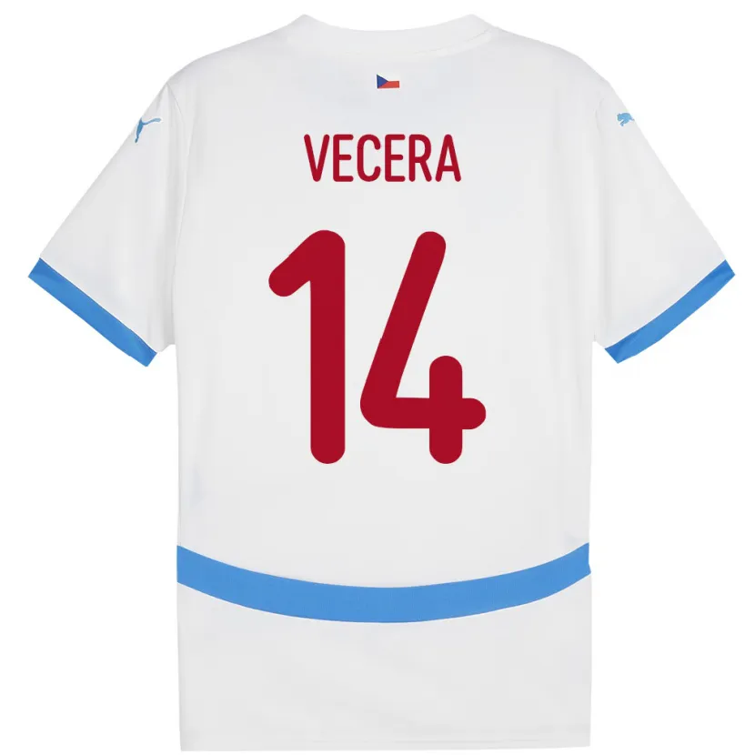 Danxen Hombre Camiseta Chequia Filip Vecera #14 Blanco 2ª Equipación 24-26 La Camisa México