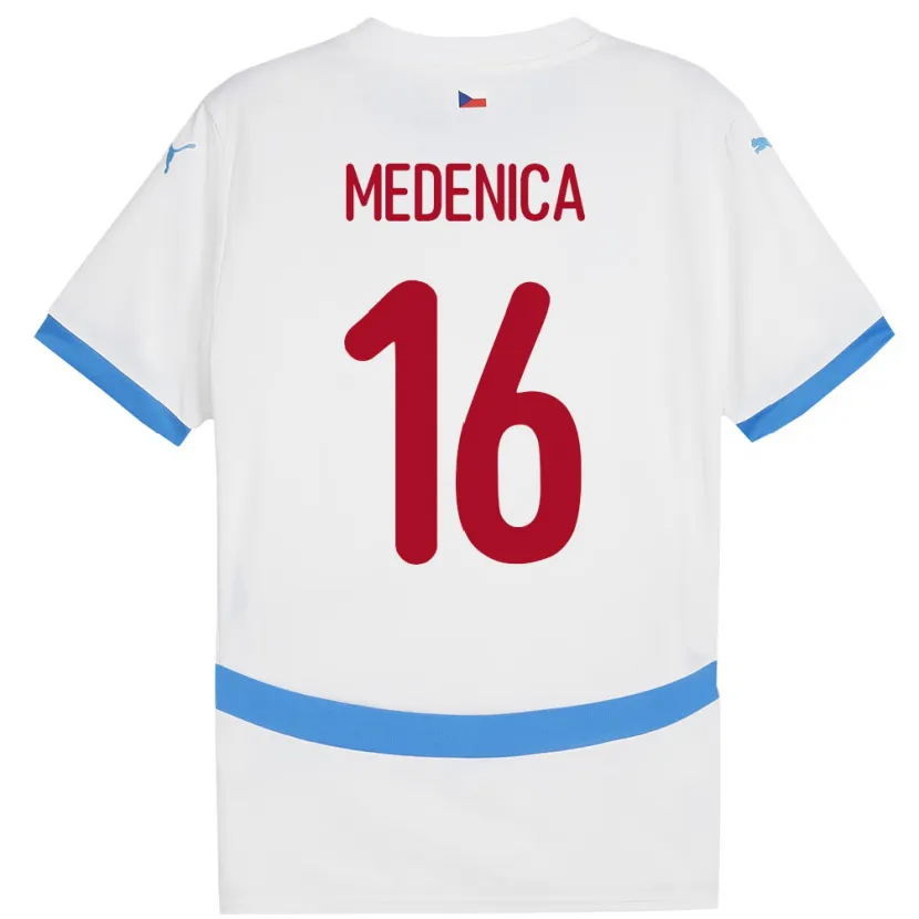 Danxen Hombre Camiseta Chequia Djordjije Medenica #16 Blanco 2ª Equipación 24-26 La Camisa México