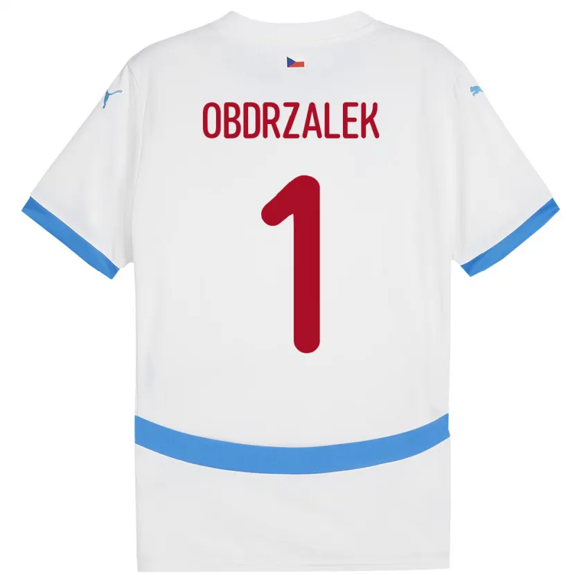 Danxen Hombre Camiseta Chequia Marek Obdrzalek #1 Blanco 2ª Equipación 24-26 La Camisa México