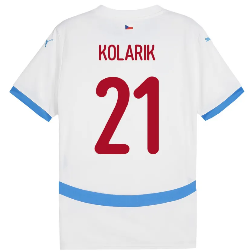 Danxen Hombre Camiseta Chequia Josef Kolarik #21 Blanco 2ª Equipación 24-26 La Camisa México