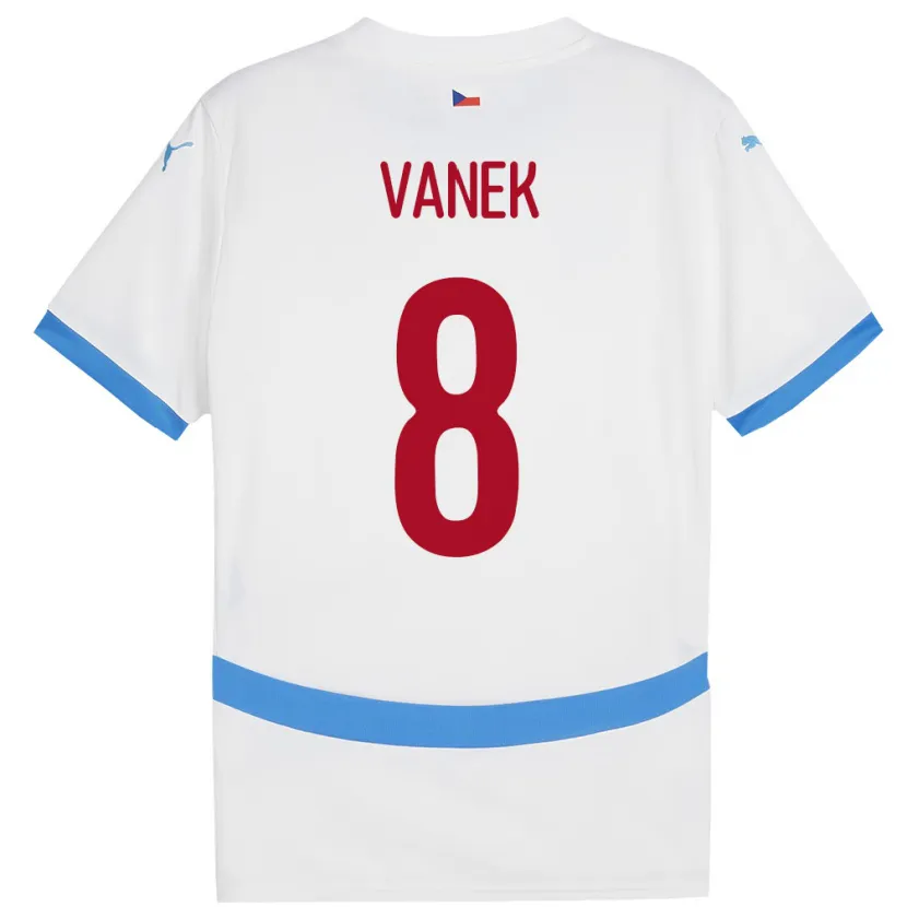 Danxen Hombre Camiseta Chequia Lukas Vanek #8 Blanco 2ª Equipación 24-26 La Camisa México