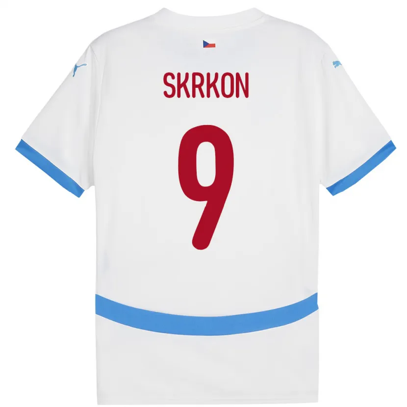 Danxen Hombre Camiseta Chequia Vit Skrkon #9 Blanco 2ª Equipación 24-26 La Camisa México