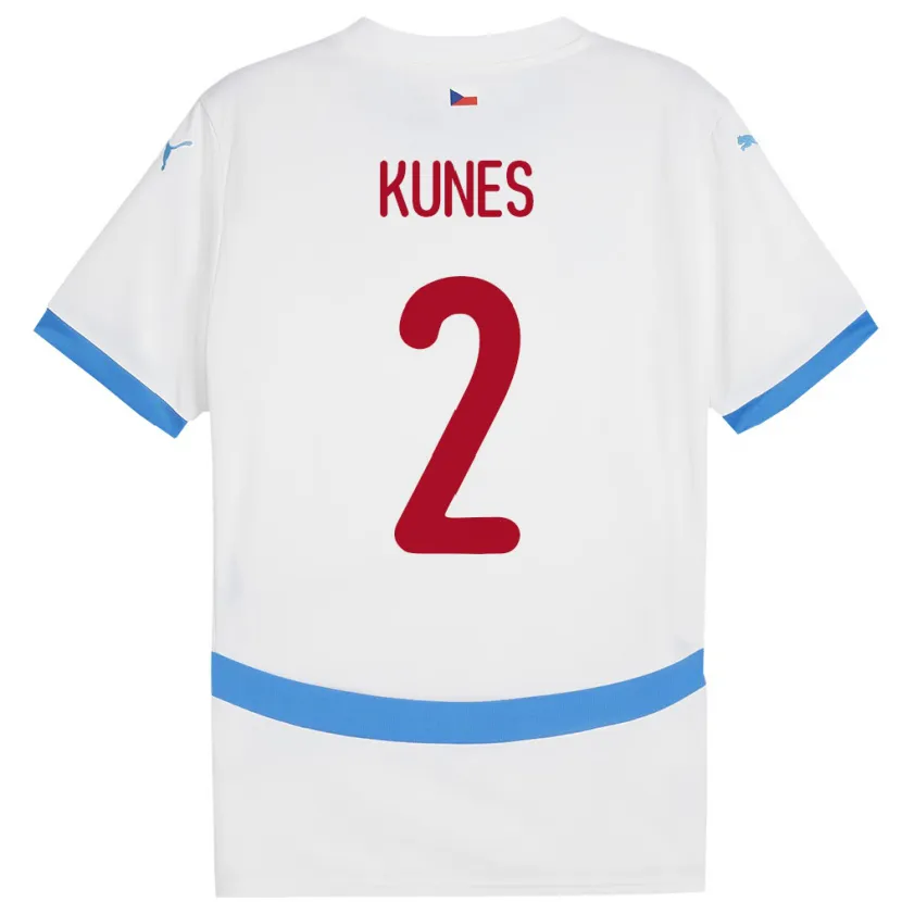 Danxen Hombre Camiseta Chequia Jan Kunes #2 Blanco 2ª Equipación 24-26 La Camisa México