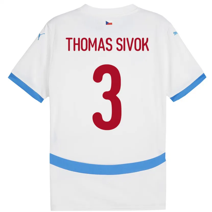 Danxen Hombre Camiseta Chequia Andre Thomas Sivok #3 Blanco 2ª Equipación 24-26 La Camisa México