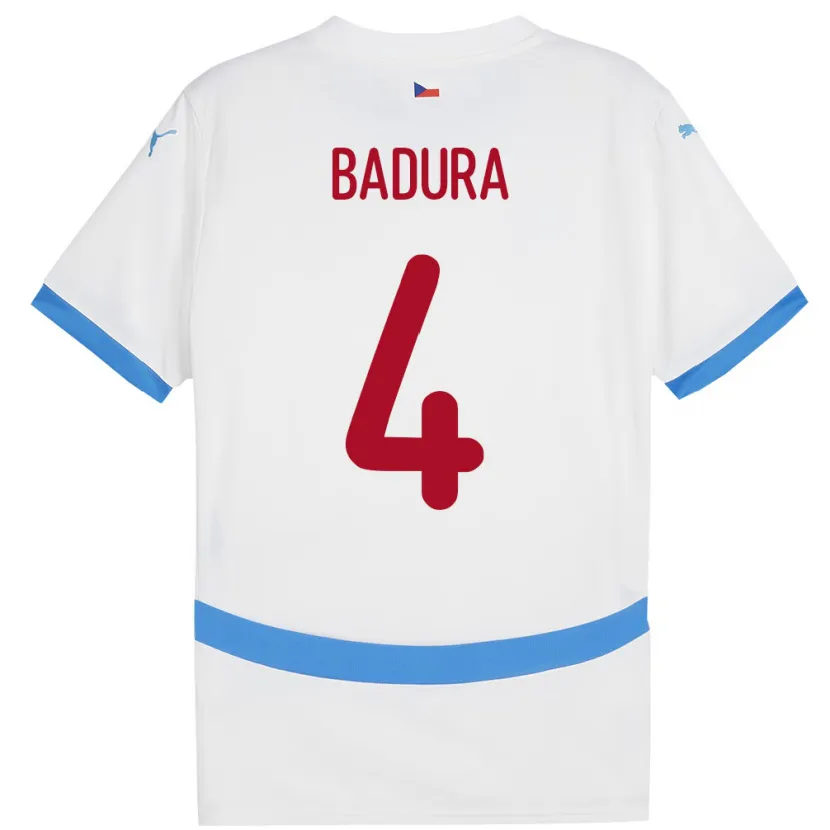 Danxen Hombre Camiseta Chequia Vitezslav Badura #4 Blanco 2ª Equipación 24-26 La Camisa México