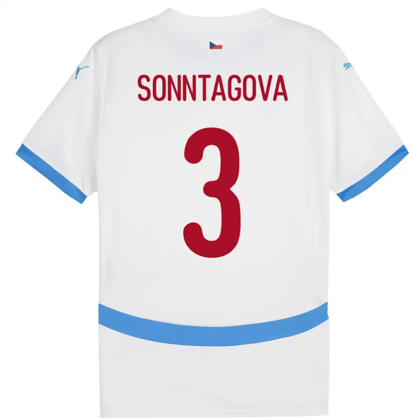 Danxen Hombre Camiseta Chequia Eliška Sonntagová #3 Blanco 2ª Equipación 24-26 La Camisa México