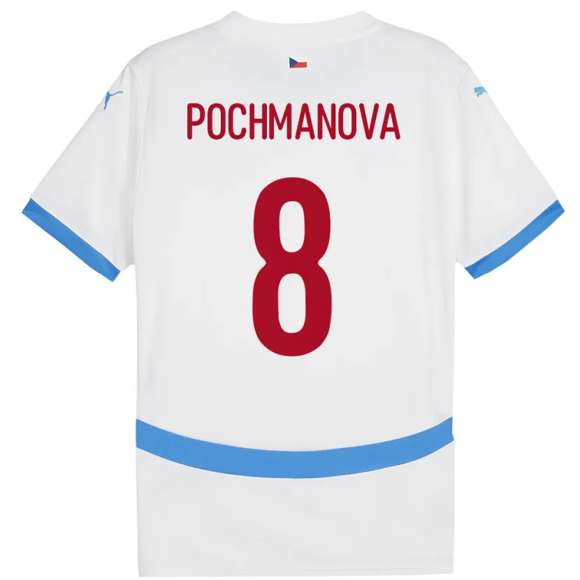 Danxen Hombre Camiseta Chequia Aneta Pochmanová #8 Blanco 2ª Equipación 24-26 La Camisa México