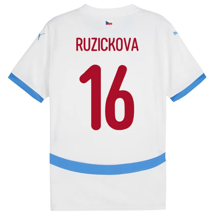 Danxen Hombre Camiseta Chequia Barbora Růžičková #16 Blanco 2ª Equipación 24-26 La Camisa México