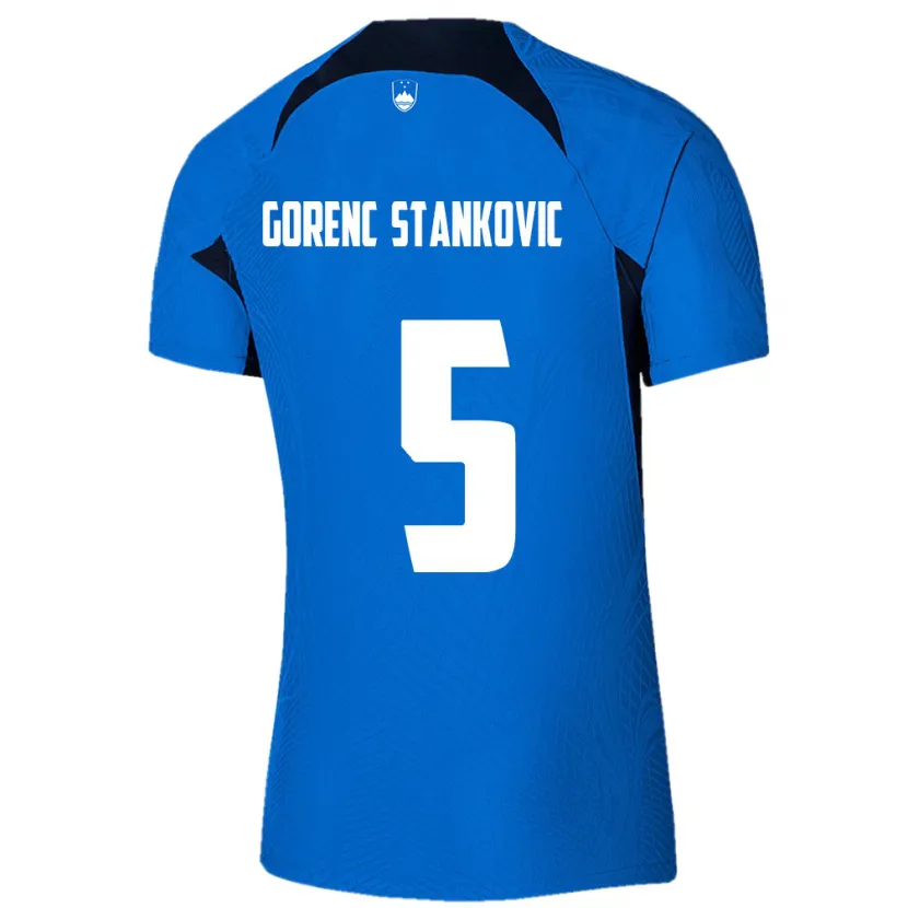 Danxen Hombre Camiseta Eslovenia Jon Gorenc Stankovic #5 Azul 2ª Equipación 24-26 La Camisa México