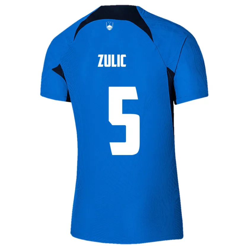 Danxen Hombre Camiseta Eslovenia Anel Zulic #5 Azul 2ª Equipación 24-26 La Camisa México