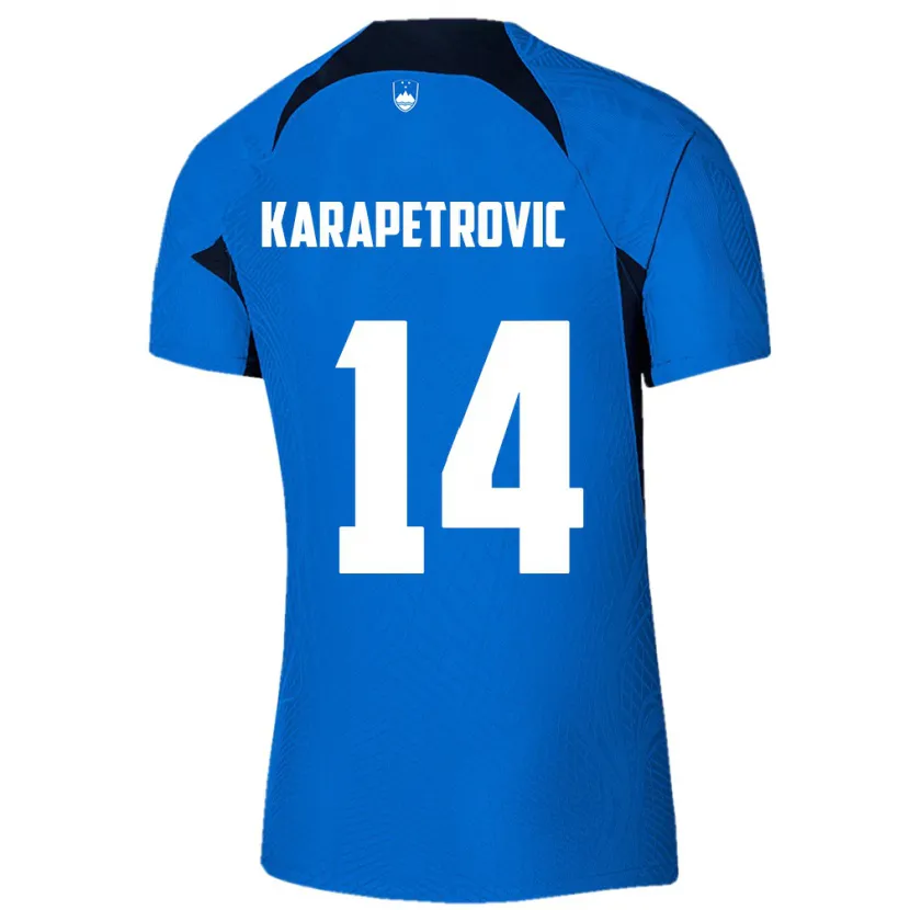 Danxen Hombre Camiseta Eslovenia Luka Karapetrovic #14 Azul 2ª Equipación 24-26 La Camisa México