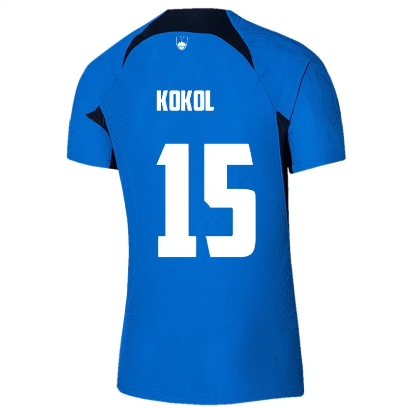 Danxen Hombre Camiseta Eslovenia Luka Kokol #15 Azul 2ª Equipación 24-26 La Camisa México