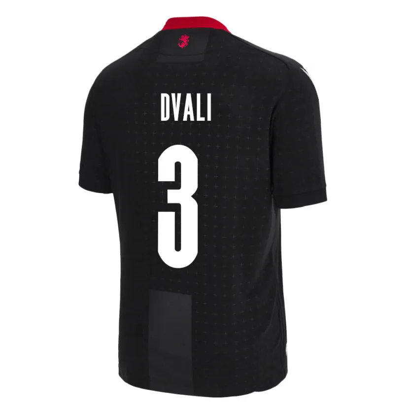 Danxen Hombre Camiseta Georgia Lasha Dvali #3 Negro 2ª Equipación 24-26 La Camisa México