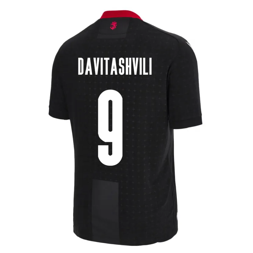Danxen Hombre Camiseta Georgia Zuriko Davitashvili #9 Negro 2ª Equipación 24-26 La Camisa México