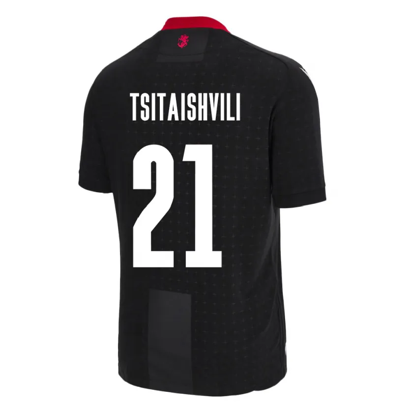 Danxen Hombre Camiseta Georgia Georgiy Tsitaishvili #21 Negro 2ª Equipación 24-26 La Camisa México