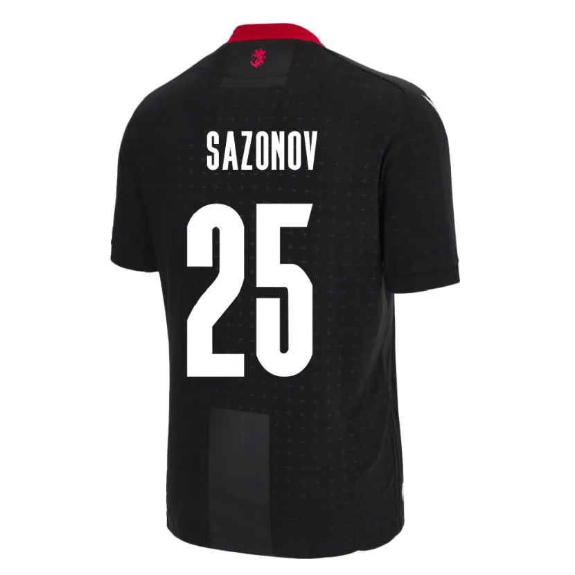 Danxen Hombre Camiseta Georgia Saba Sazonov #25 Negro 2ª Equipación 24-26 La Camisa México