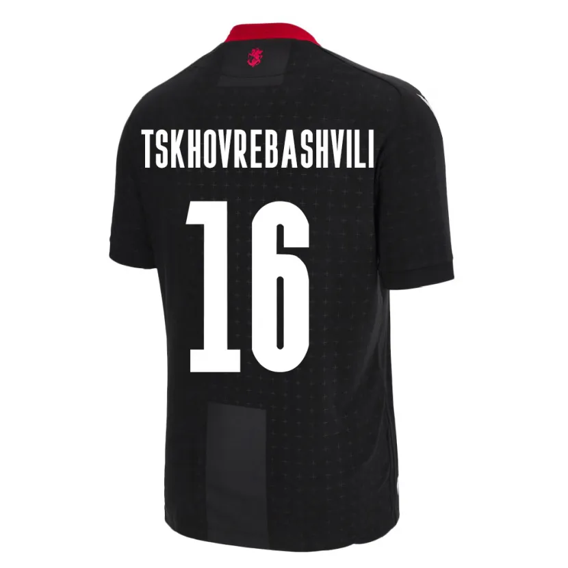 Danxen Hombre Camiseta Georgia Nikoloz Tskhovrebashvili #16 Negro 2ª Equipación 24-26 La Camisa México