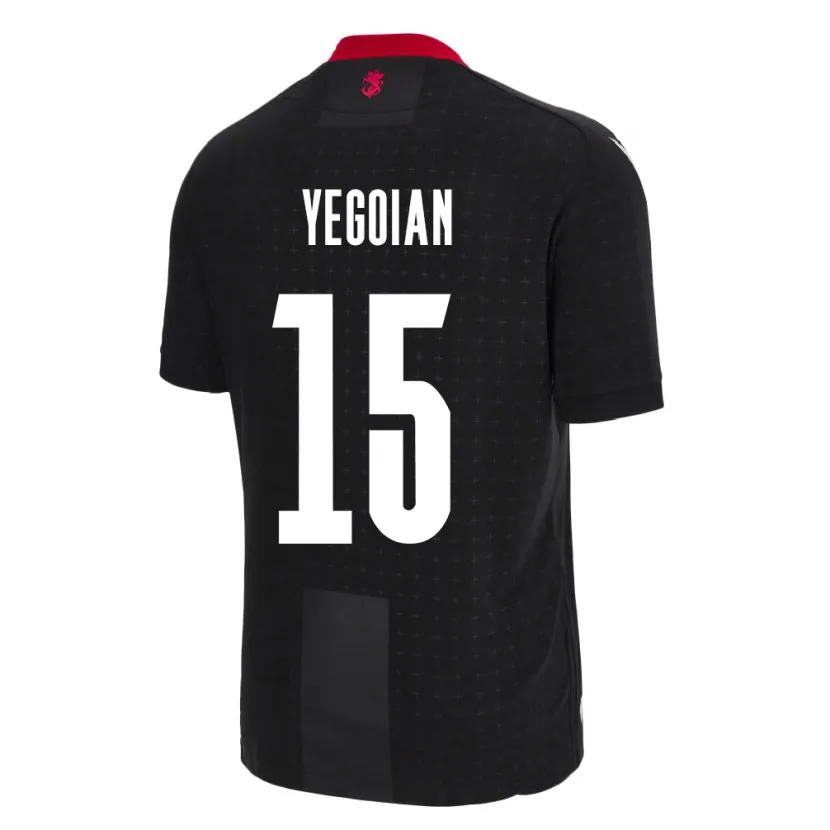 Danxen Hombre Camiseta Georgia Irakli Yegoian #15 Negro 2ª Equipación 24-26 La Camisa México