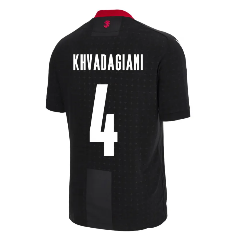 Danxen Hombre Camiseta Georgia Saba Khvadagiani #4 Negro 2ª Equipación 24-26 La Camisa México