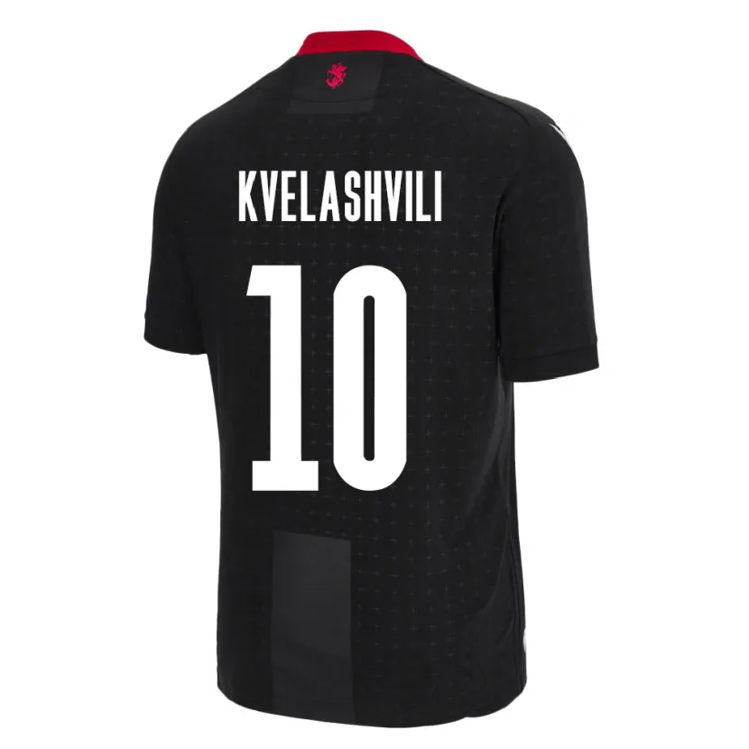 Danxen Hombre Camiseta Georgia Nikoloz Kvelashvili #10 Negro 2ª Equipación 24-26 La Camisa México