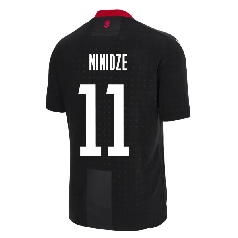 Danxen Hombre Camiseta Georgia Nikoloz Ninidze #11 Negro 2ª Equipación 24-26 La Camisa México