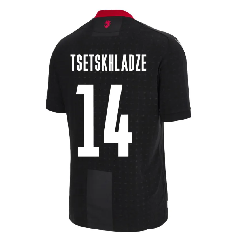 Danxen Hombre Camiseta Georgia Nikoloz Tsetskhladze #14 Negro 2ª Equipación 24-26 La Camisa México