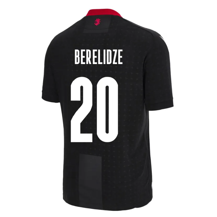 Danxen Hombre Camiseta Georgia Tsotne Berelidze #20 Negro 2ª Equipación 24-26 La Camisa México