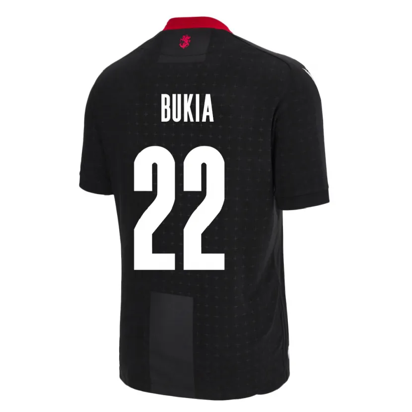 Danxen Hombre Camiseta Georgia Davit Bukia #22 Negro 2ª Equipación 24-26 La Camisa México