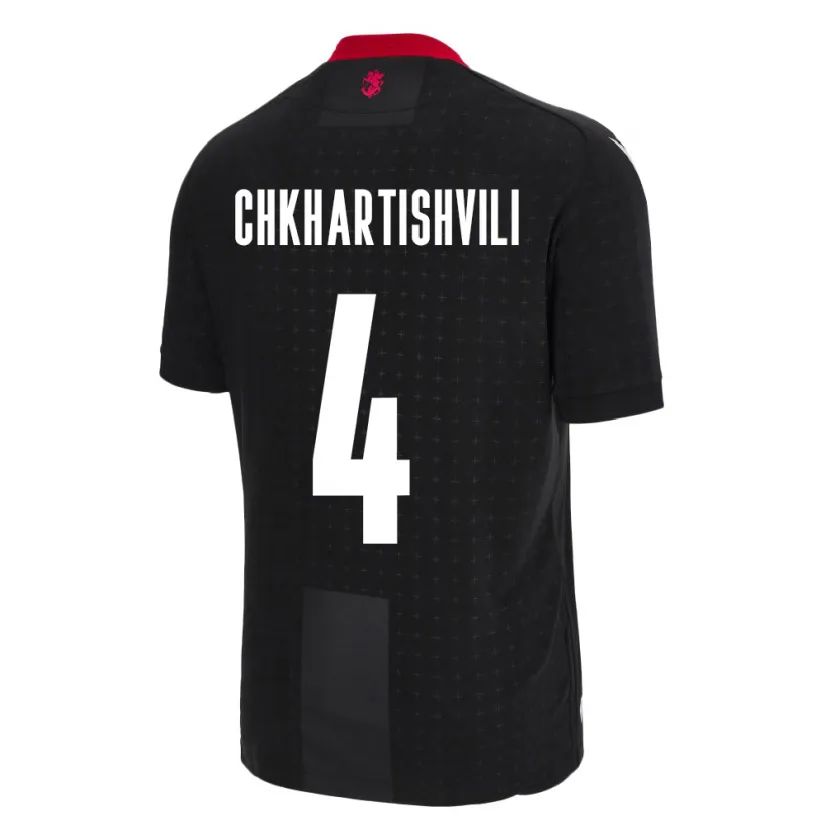 Danxen Hombre Camiseta Georgia Nino Chkhartishvili #4 Negro 2ª Equipación 24-26 La Camisa México