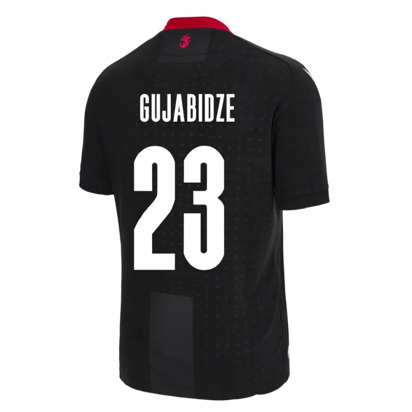 Danxen Hombre Camiseta Georgia Nino Gujabidze #23 Negro 2ª Equipación 24-26 La Camisa México