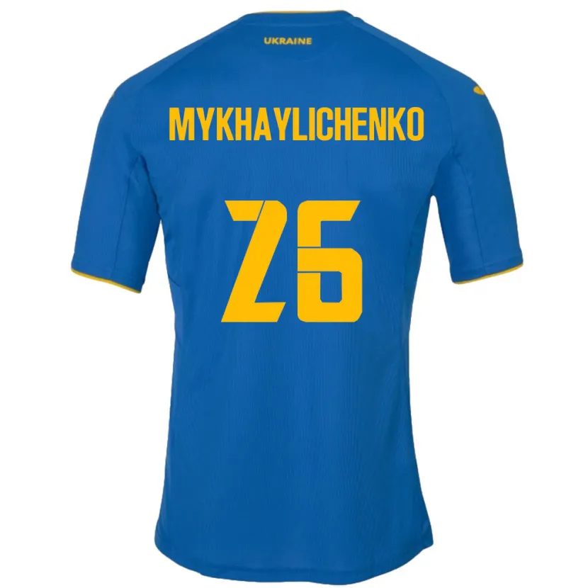 Danxen Hombre Camiseta Ucrania Bogdan Mykhaylichenko #26 Azul 2ª Equipación 24-26 La Camisa México